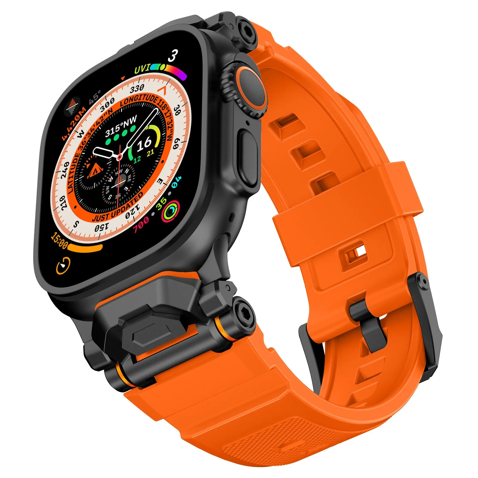 Sport Band for Apple Watch 10 Rugged Steel Connector Durable Silicone Band
