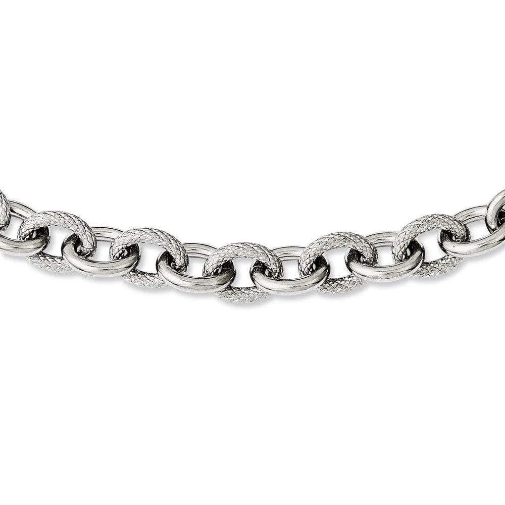 Stainless Steel Textured & Polished 20in Necklace