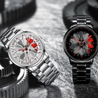 Steel Watch Brand Car Wheel Rim Hub Watches Super Car Rim Hub  Watch Stainless Steel Wholesale Watch for Car GTR