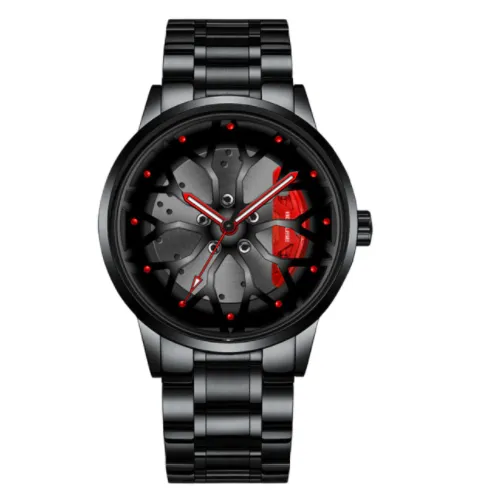 Steel Watch Brand Car Wheel Rim Hub Watches Super Car Rim Hub  Watch Stainless Steel Wholesale Watch for Car GTR