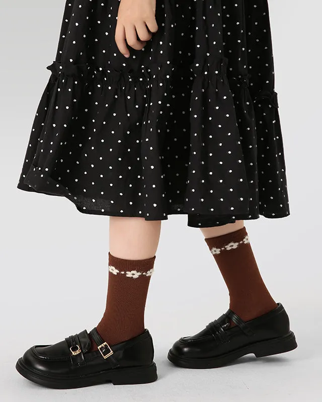 Sweetnana 4-Pack Autumn and Winter Children's Cotton Socks, Cartoon, Cute, Warm, Daily Wear Mid-calf Socks.