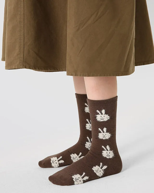 Sweetnana 4-Pack Autumn and Winter Children's Cotton Socks, Cartoon, Cute, Warm, Daily Wear Mid-calf Socks.