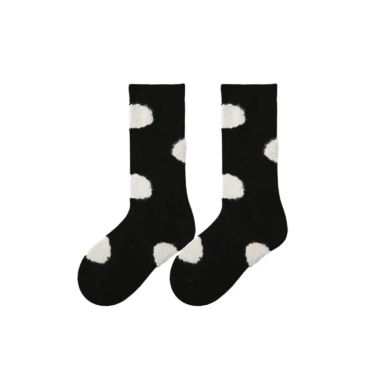 Sweetnana 4-Pack Autumn and Winter Children's Cotton Socks, Cartoon, Cute, Warm, Daily Wear Mid-calf Socks.