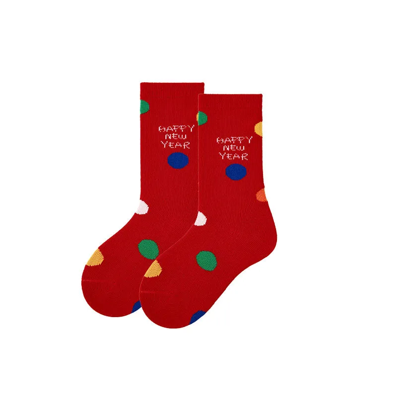 Sweetnana 4-Pack New Year Red Cotton Crew Socks Children's Socks Chinese Natal Year Socks New Year of the Snake