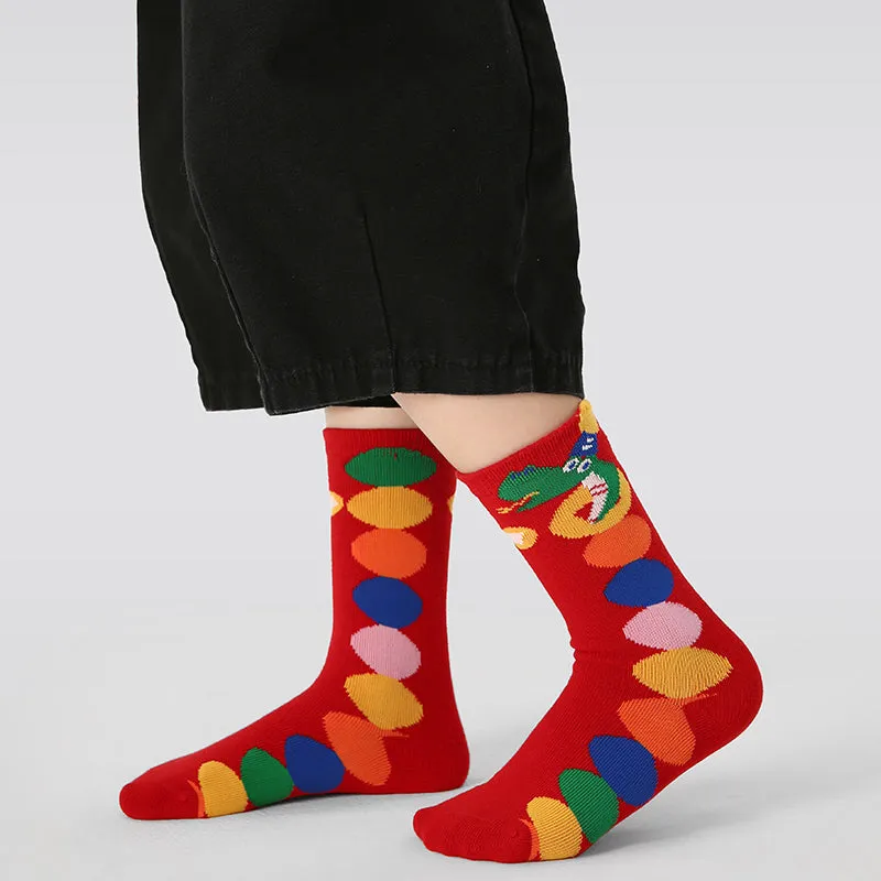 Sweetnana 4-Pack New Year Red Cotton Crew Socks Children's Socks Chinese Natal Year Socks New Year of the Snake
