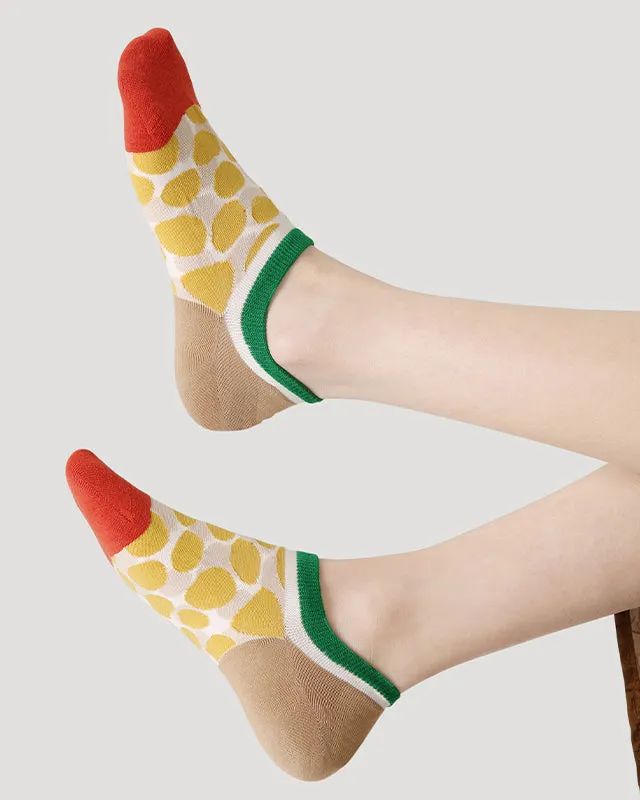 Sweetnana 5-Pack "Star Lobster" Series Women’s Seamless Low Cut No-Show Socks - Cozy, Cute Ankle Socks with Non-Slip Design, Perfect for All-Day Wear.