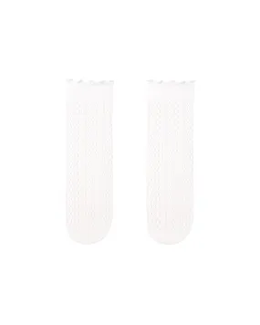 Sweetnana Children's Mesh Crew Socks: Luscious Crimping Cuff with Hollow Pattern Design, Thin and Breathable for Spring/Summer.