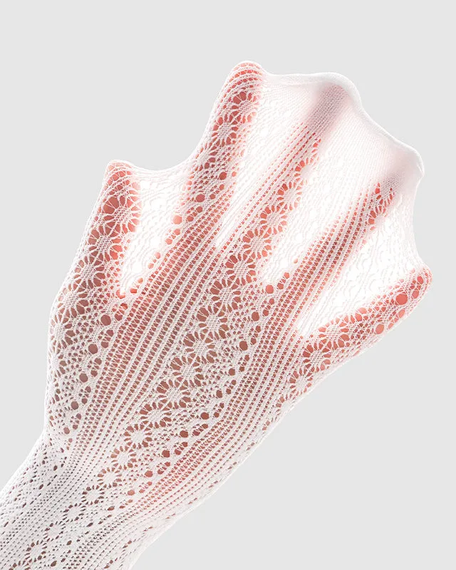 Sweetnana Children's Mesh Crew Socks: Luscious Crimping Cuff with Hollow Pattern Design, Thin and Breathable for Spring/Summer.