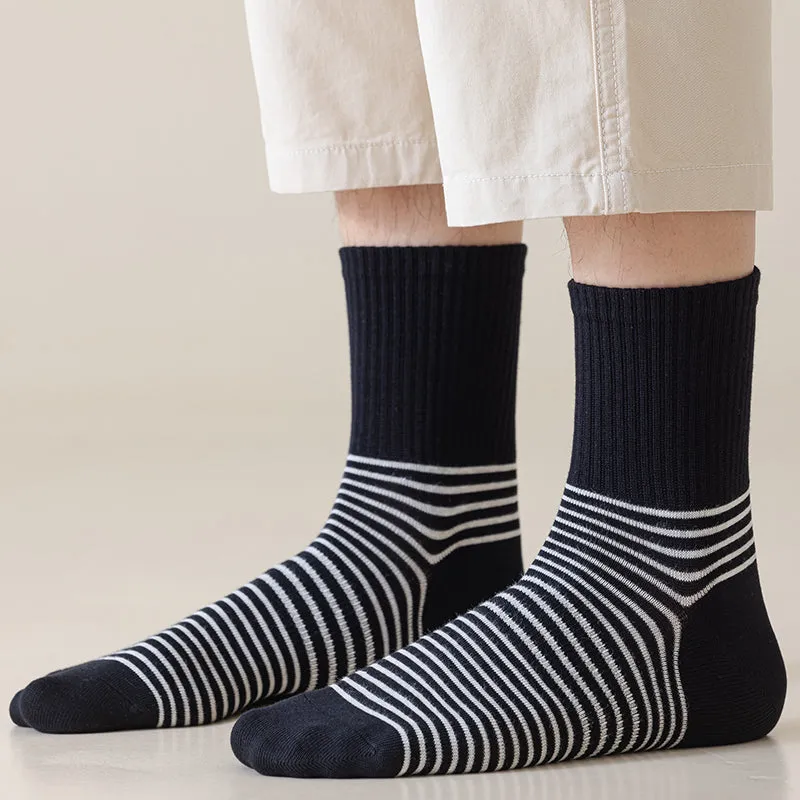 Sweetnana Men's Colorful Striped Socks Cotton Athletic Crew socks Comfortable Seamless Socks