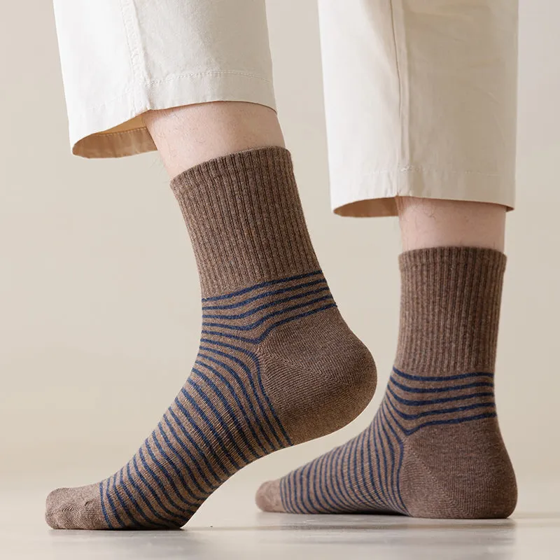 Sweetnana Men's Colorful Striped Socks Cotton Athletic Crew socks Comfortable Seamless Socks