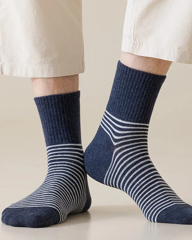 Sweetnana Men's Colorful Striped Socks Cotton Athletic Crew socks Comfortable Seamless Socks