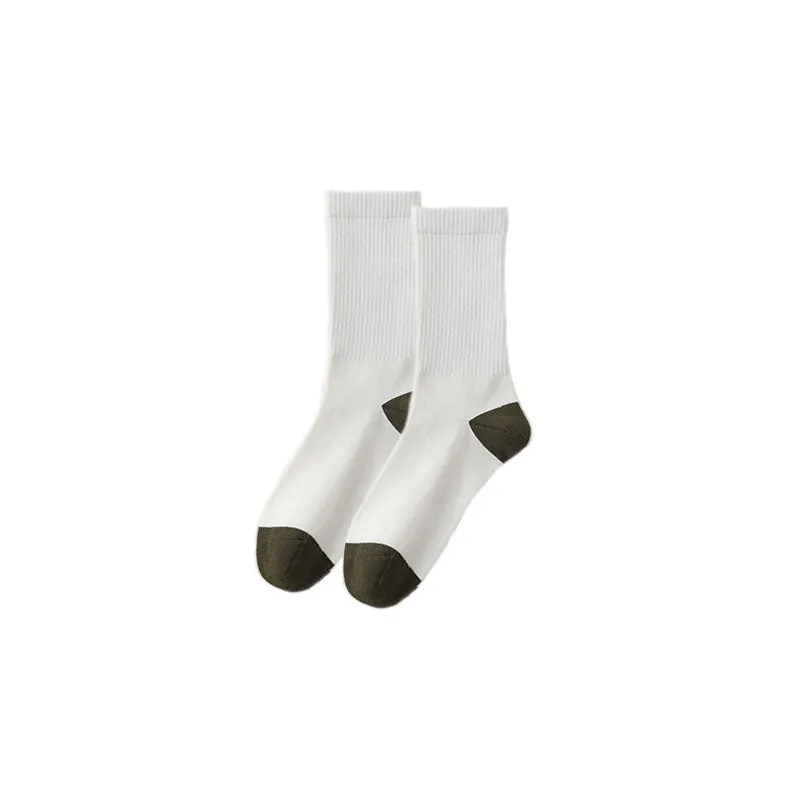 Sweetnana Men's Cotton Casual Socks Color-Block Design Comfortable Seamless Crew Socks