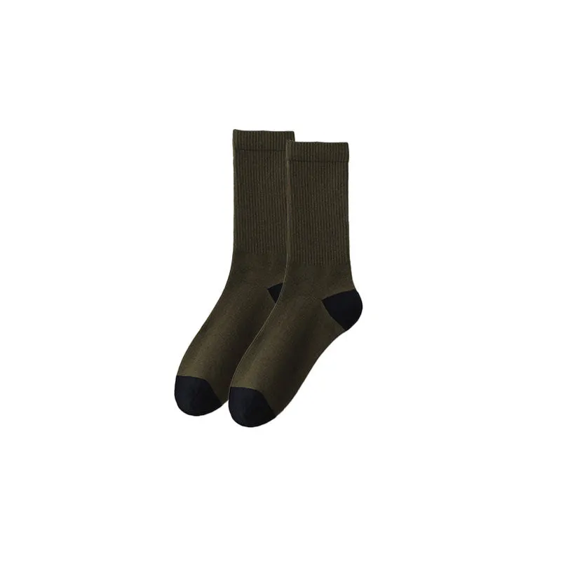 Sweetnana Men's Cotton Casual Socks Color-Block Design Comfortable Seamless Crew Socks