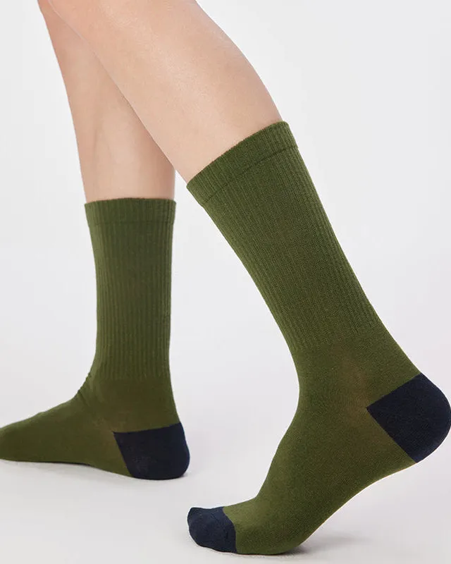Sweetnana Men's Cotton Casual Socks Color-Block Design Comfortable Seamless Crew Socks