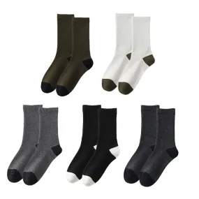 Sweetnana Men's Cotton Casual Socks Color-Block Design Comfortable Seamless Crew Socks