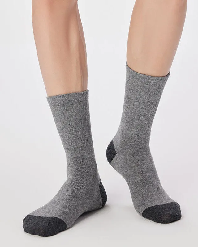 Sweetnana Men's Cotton Casual Socks Color-Block Design Comfortable Seamless Crew Socks