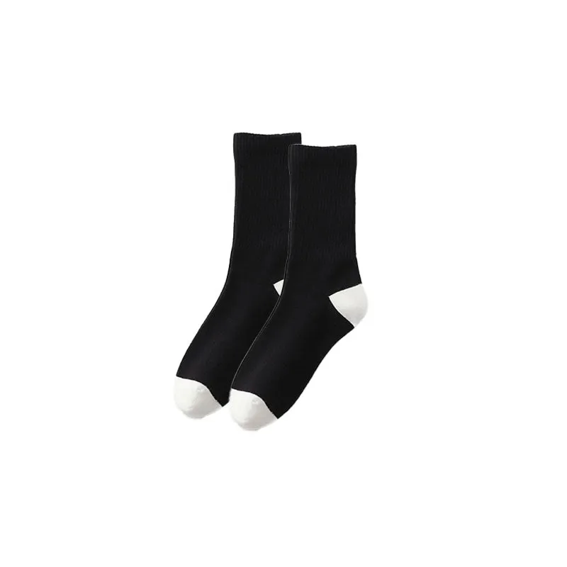 Sweetnana Men's Cotton Casual Socks Color-Block Design Comfortable Seamless Crew Socks