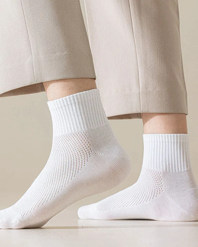 Sweetnana Men's Mesh Ankle Socks Solid Color Casual Socks Cozy Seamless Socks Cotton Socks
