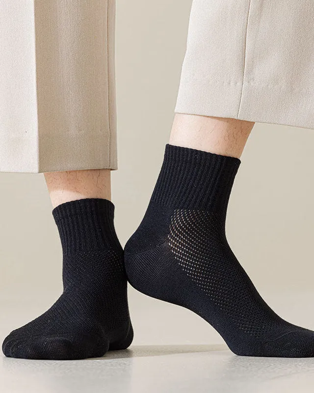 Sweetnana Men's Mesh Ankle Socks Solid Color Casual Socks Cozy Seamless Socks Cotton Socks