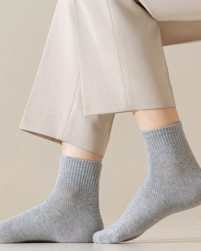 Sweetnana Men's Mesh Ankle Socks Solid Color Casual Socks Cozy Seamless Socks Cotton Socks