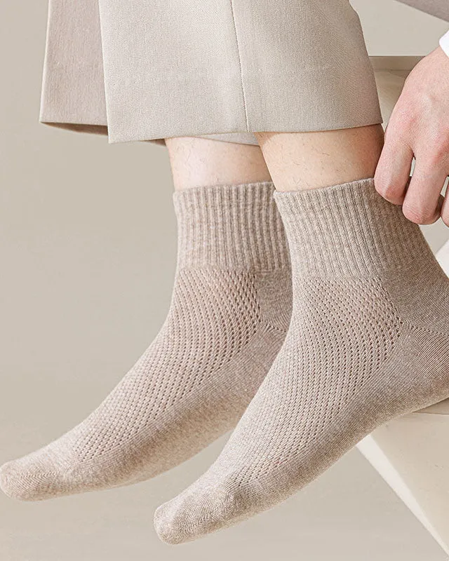Sweetnana Men's Mesh Ankle Socks Solid Color Casual Socks Cozy Seamless Socks Cotton Socks