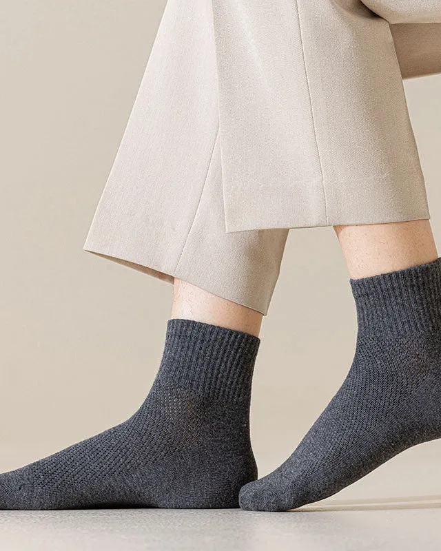Sweetnana Men's Mesh Ankle Socks Solid Color Casual Socks Cozy Seamless Socks Cotton Socks
