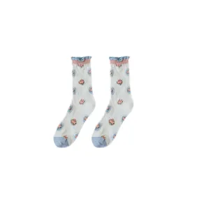 Sweetnana Women’s Cotton Crew Socks, Featuring Ultra-Thin Glass Sock Design for a Soft and Cozy Fit, Perfect for Everyday Wear