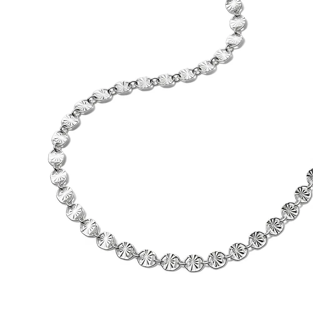 Textured Sunburst Chain Necklace Sterling Silver