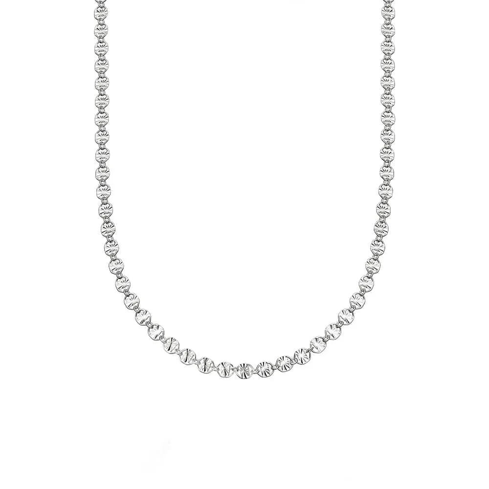 Textured Sunburst Chain Necklace Sterling Silver