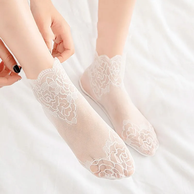 Thin Lace Transparent Boat Socks