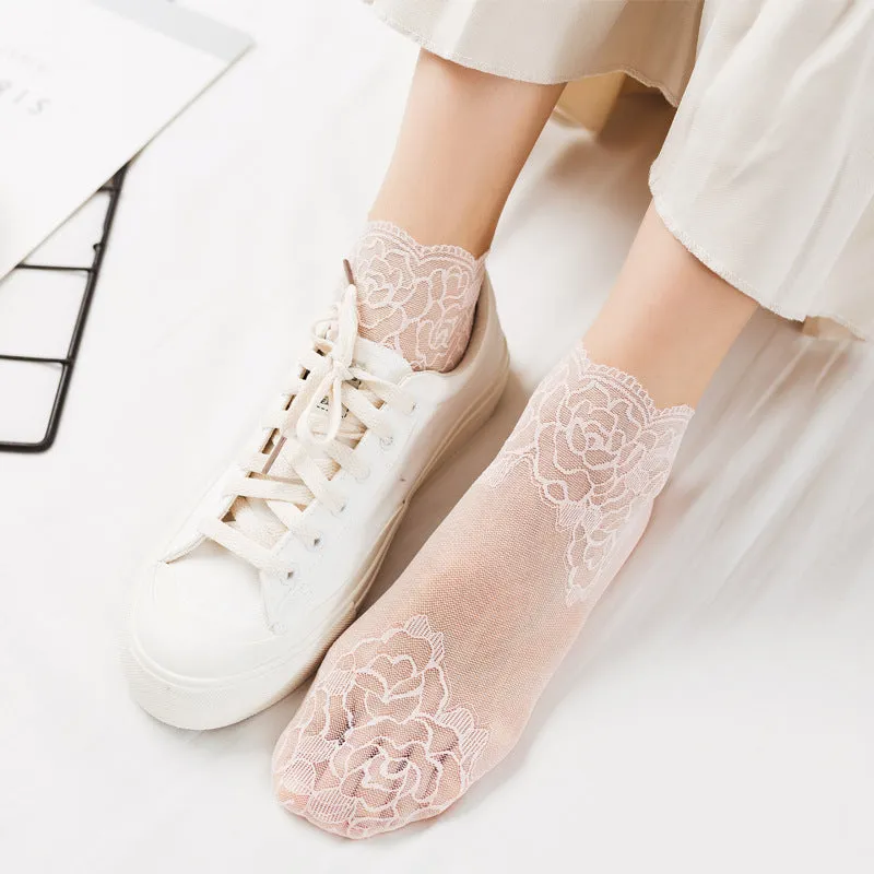 Thin Lace Transparent Boat Socks