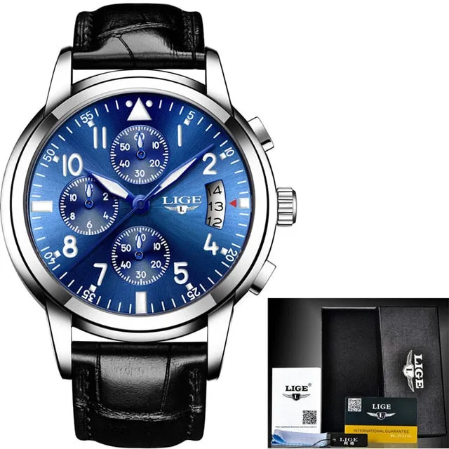 Top Luxury Brand LIGE Men'S Fashion Business Quartz