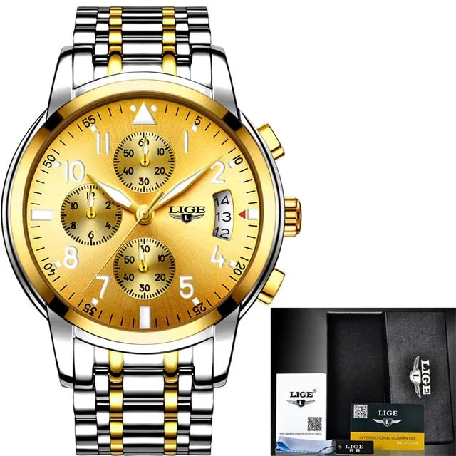 Top Luxury Brand LIGE Men'S Fashion Business Quartz