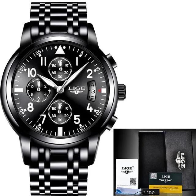 Top Luxury Brand LIGE Men'S Fashion Business Quartz