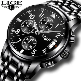 Top Luxury Brand LIGE Men'S Fashion Business Quartz