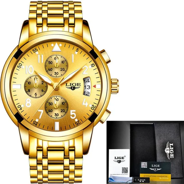 Top Luxury Brand LIGE Men'S Fashion Business Quartz