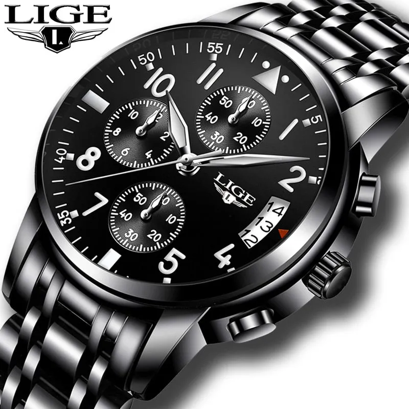 Top Luxury Brand LIGE Men'S Fashion Business Quartz