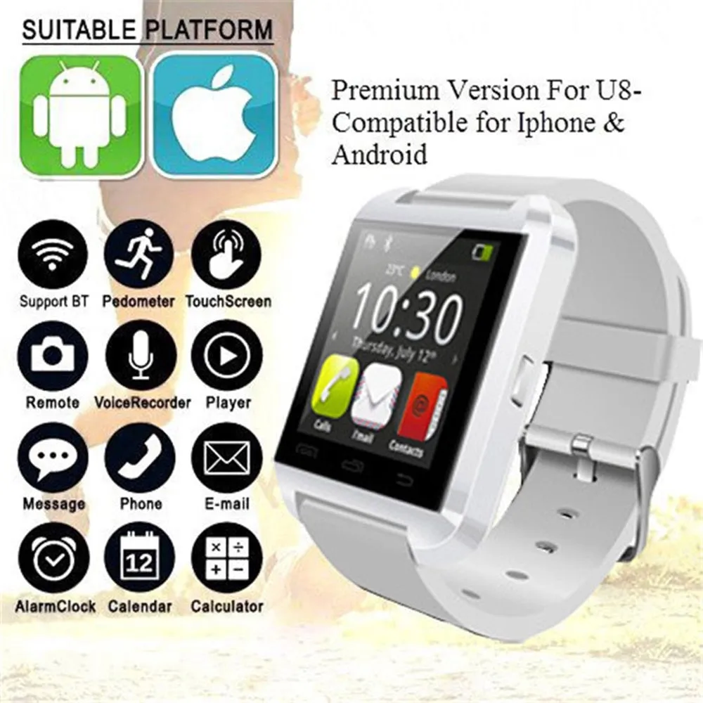U8 Digital Watch Men Bluetooth Smartwatch Sport Tracker Digital Wristwatches Women Reloj Inteligente Clocks for Android Xiaomi
