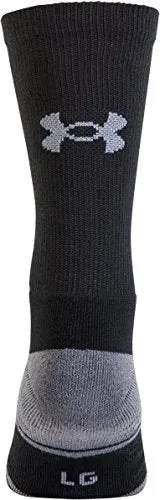 Under Armour Adult Resistor 3.0 Crew Socks, Multipairs , Black/Graphite (6-Pairs) , X-Large
