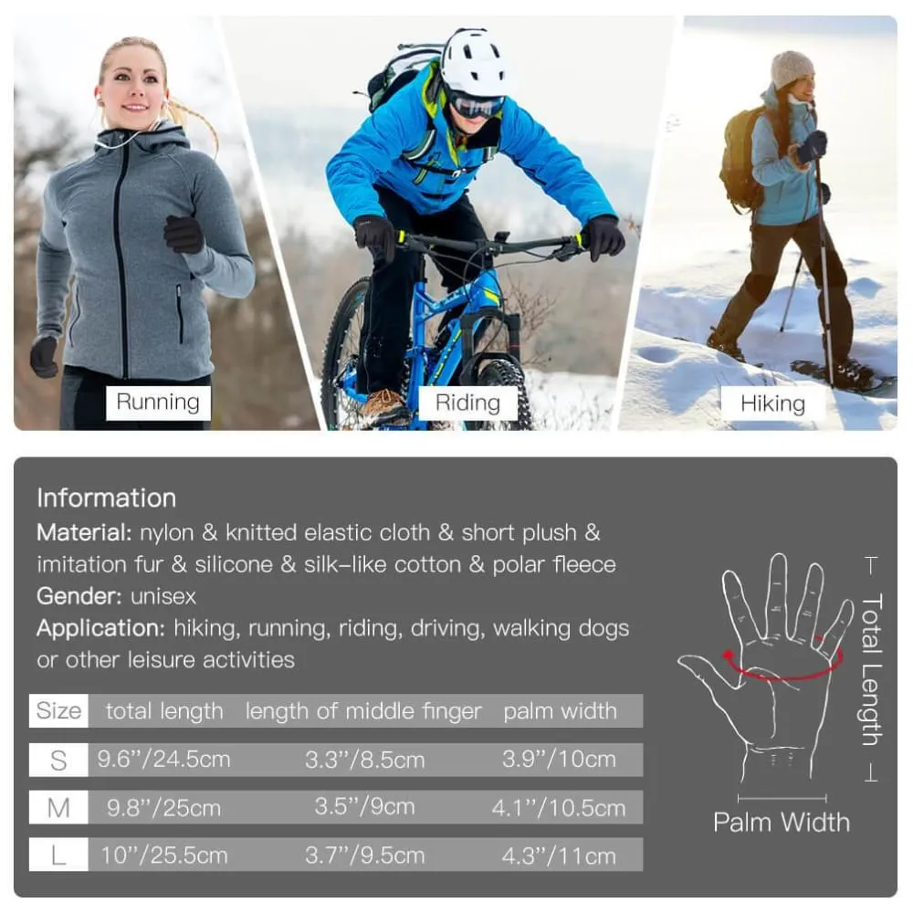 Vbiger Winter Gloves Touch Screen Gloves Anti-slip Cycling Gloves Sport Gloves