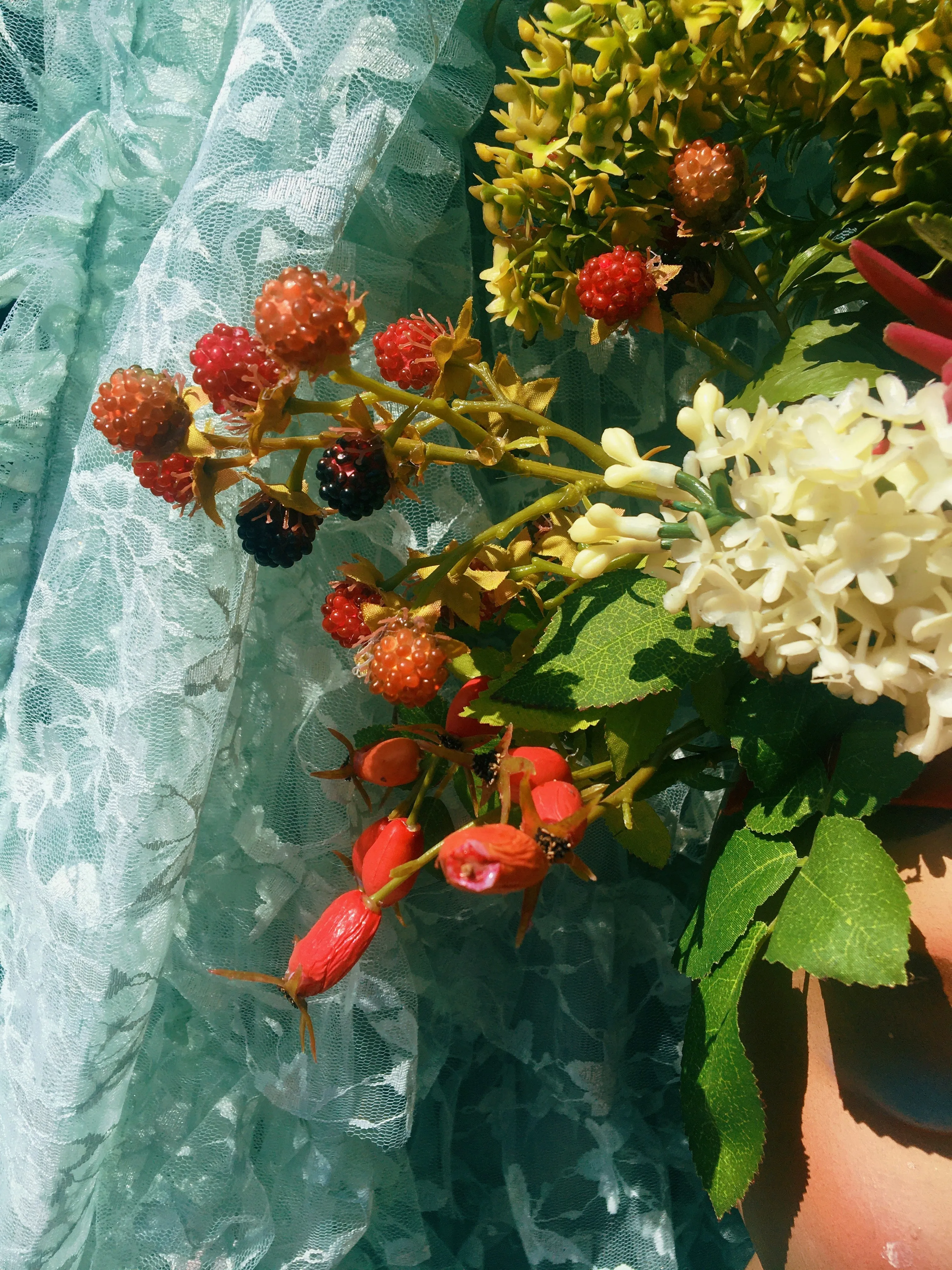 Vintage floral Flower Headdress - Berries, Rosehips,