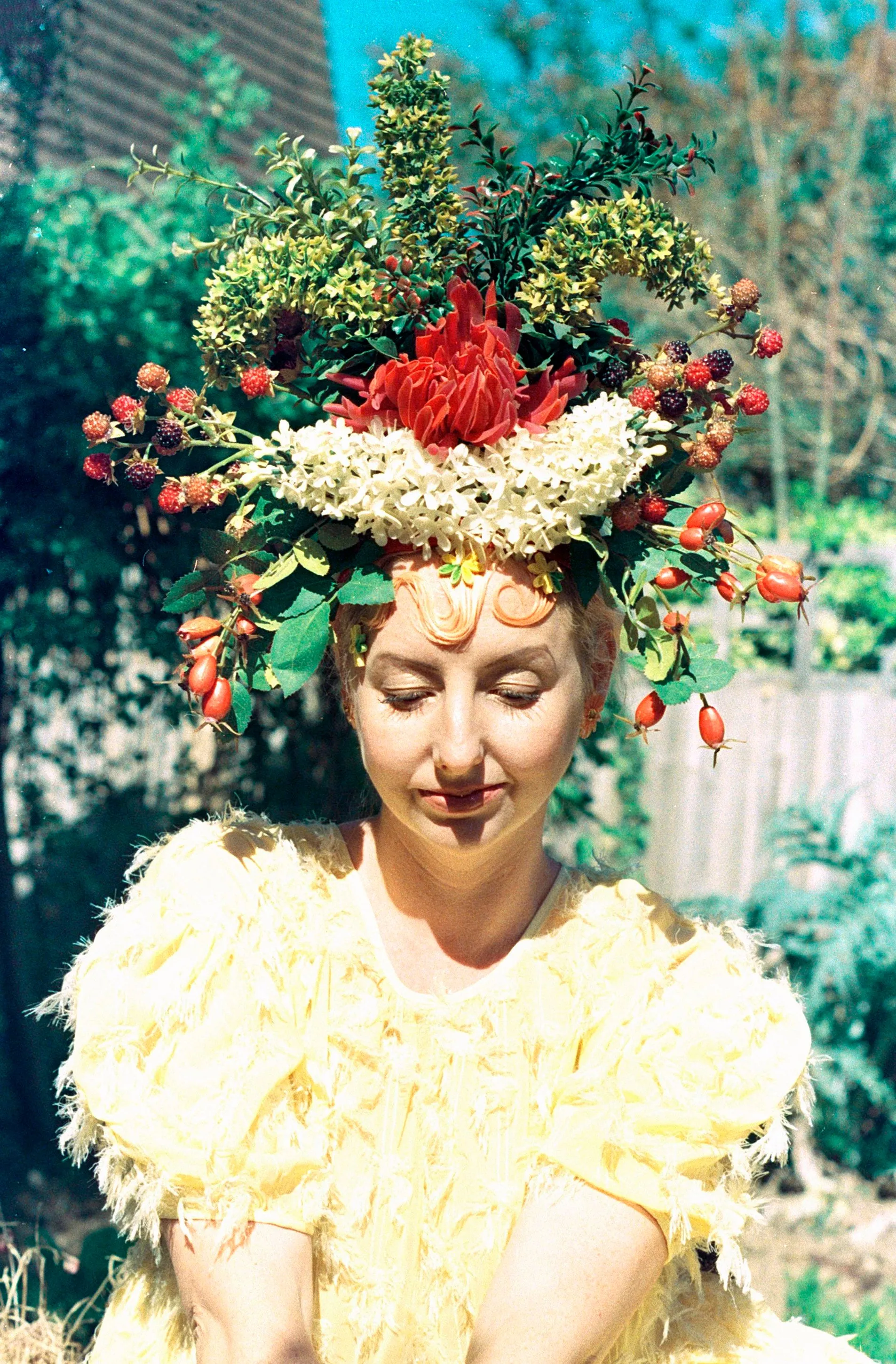 Vintage floral Flower Headdress - Berries, Rosehips,