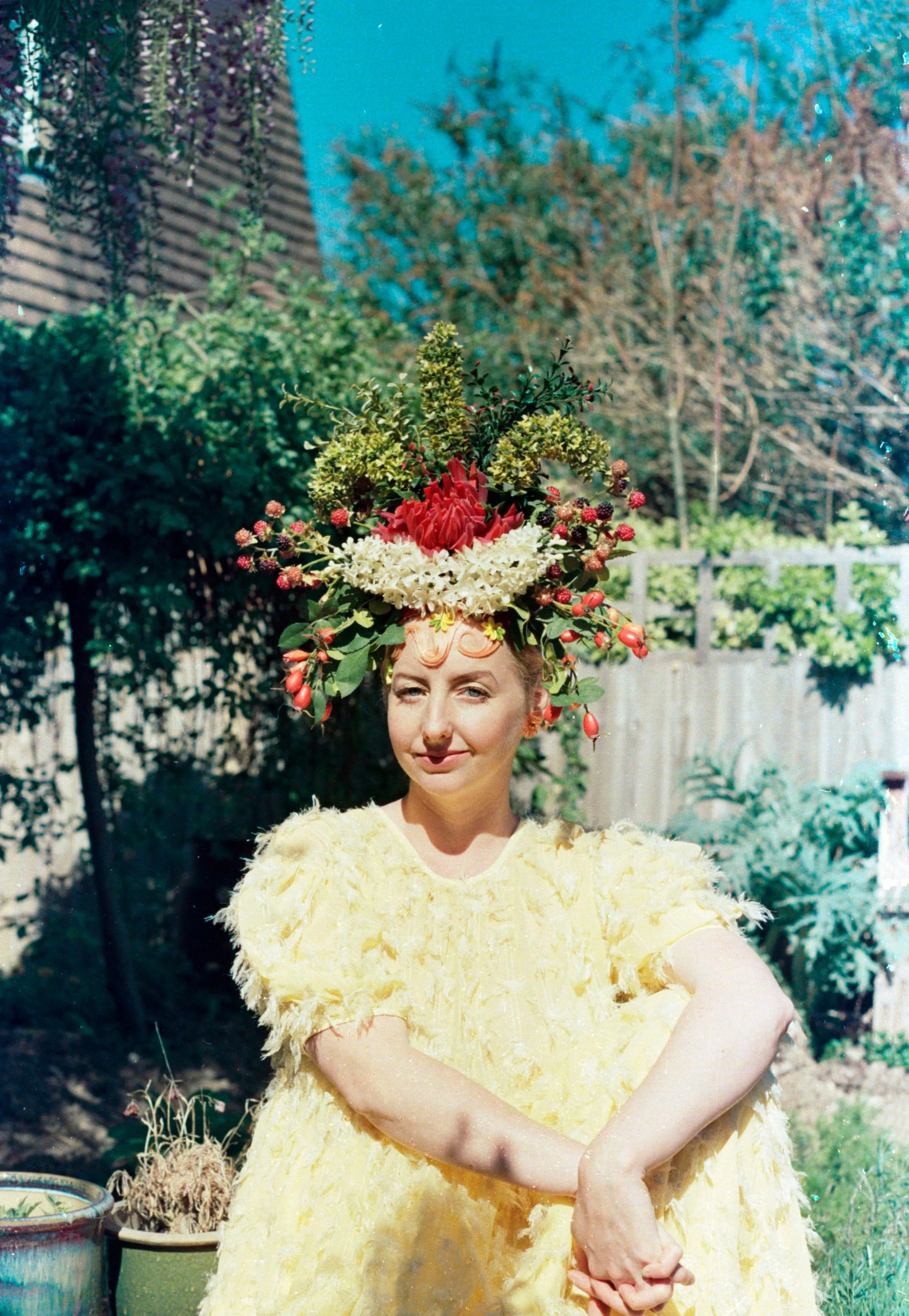 Vintage floral Flower Headdress - Berries, Rosehips,
