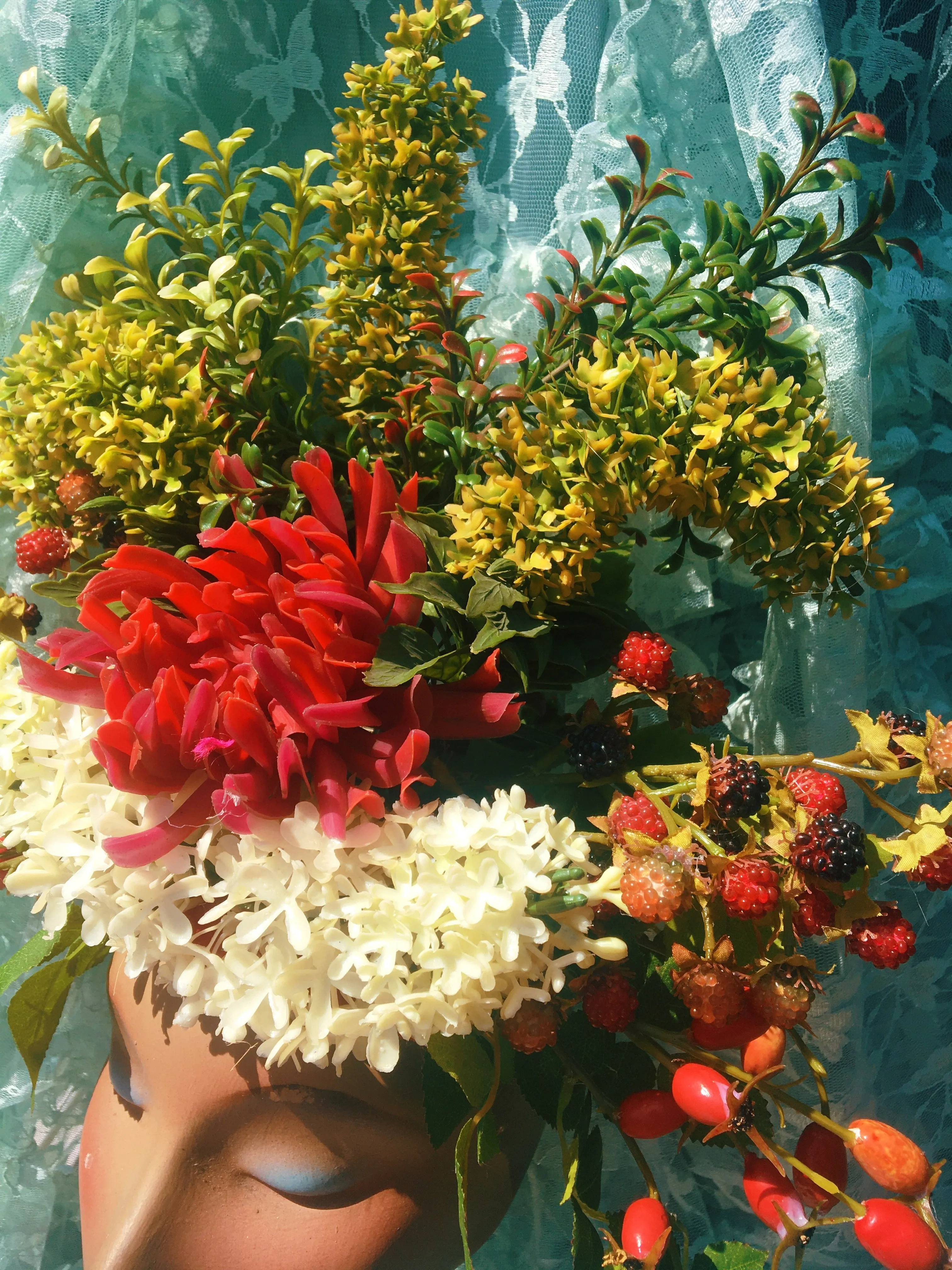 Vintage floral Flower Headdress - Berries, Rosehips,