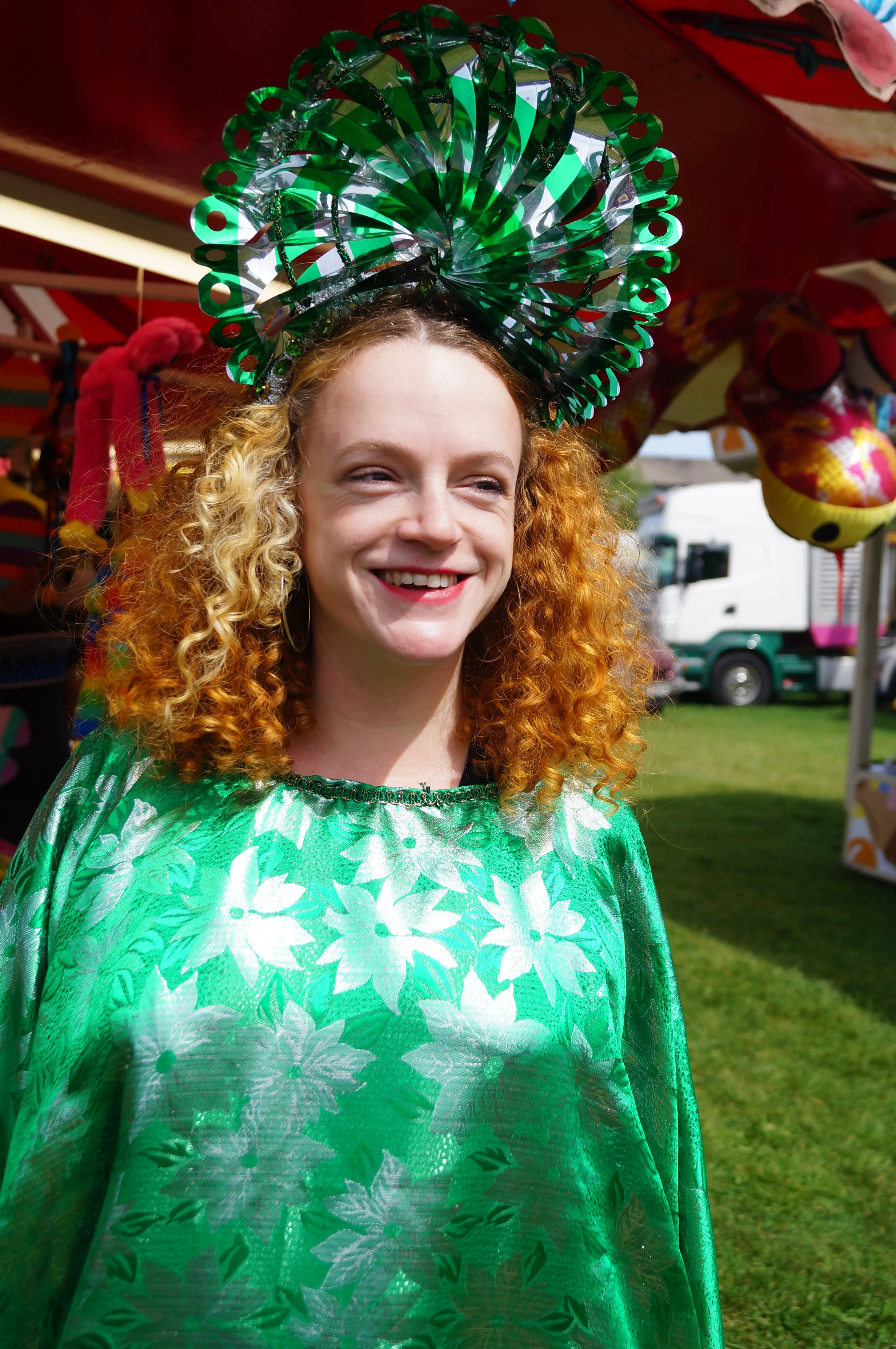 Vintage green and silver Fan foil Gem Headpiece