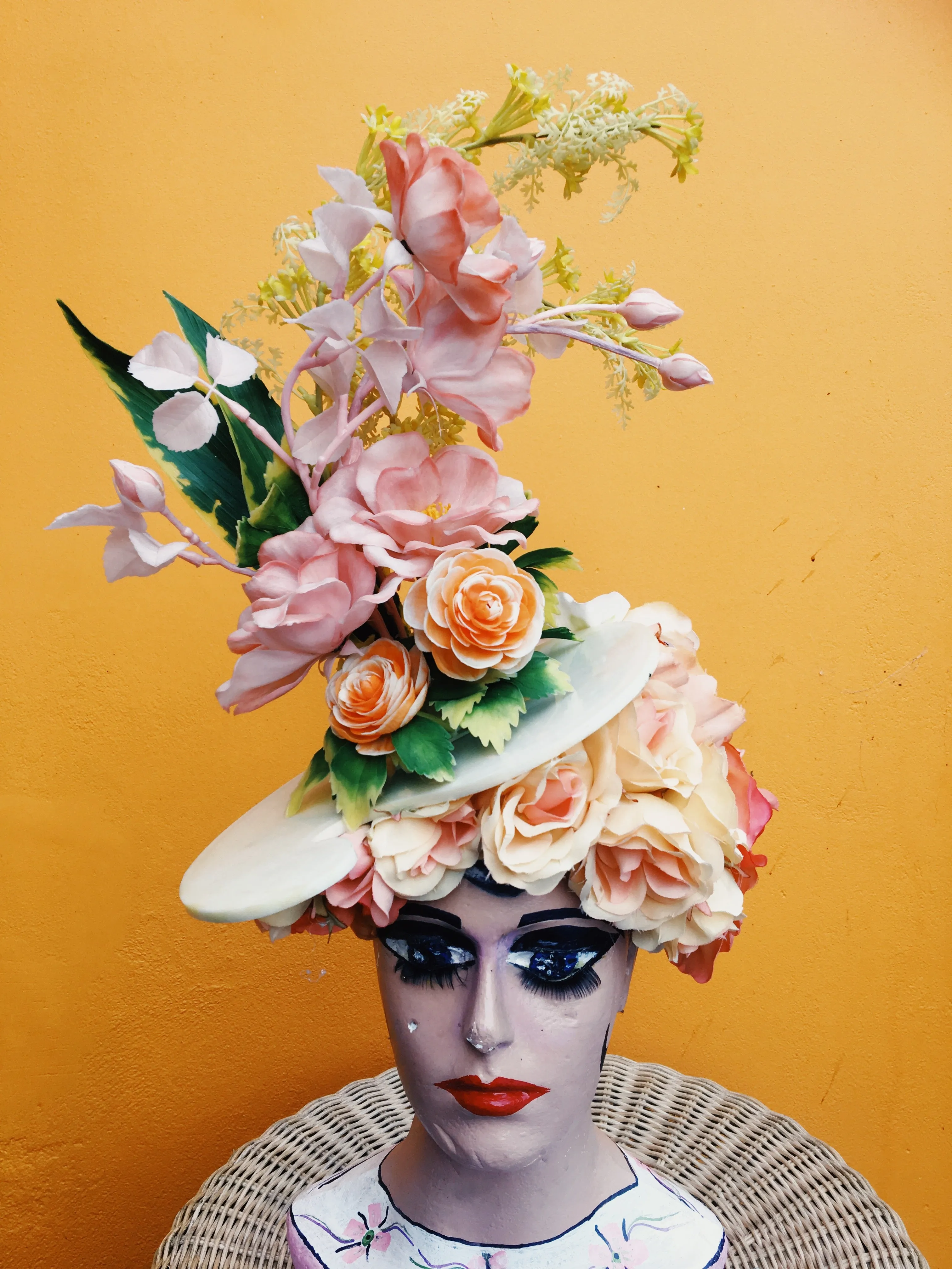 Vintage Peach flower Headpiece / Fascinator