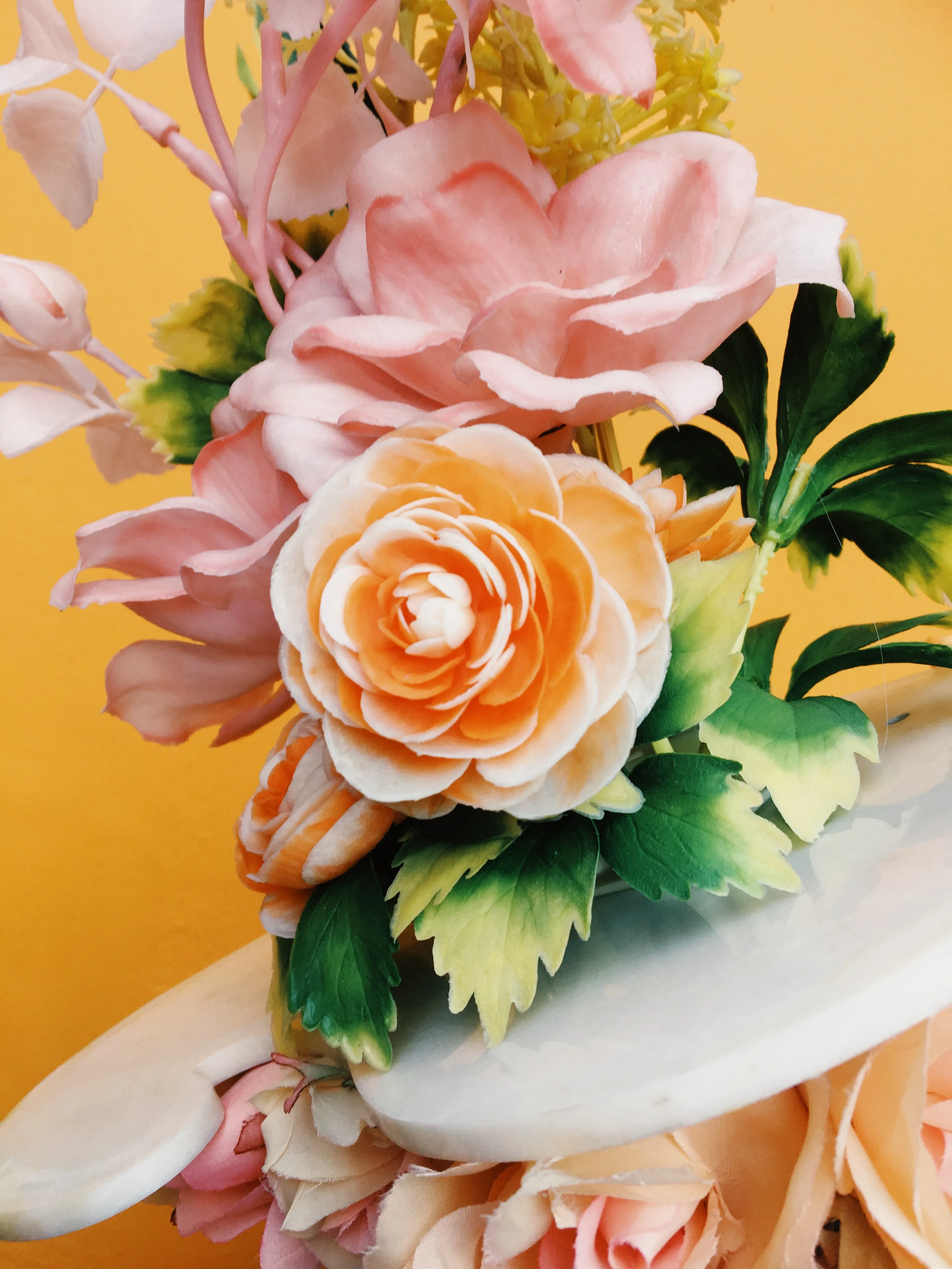 Vintage Peach flower Headpiece / Fascinator