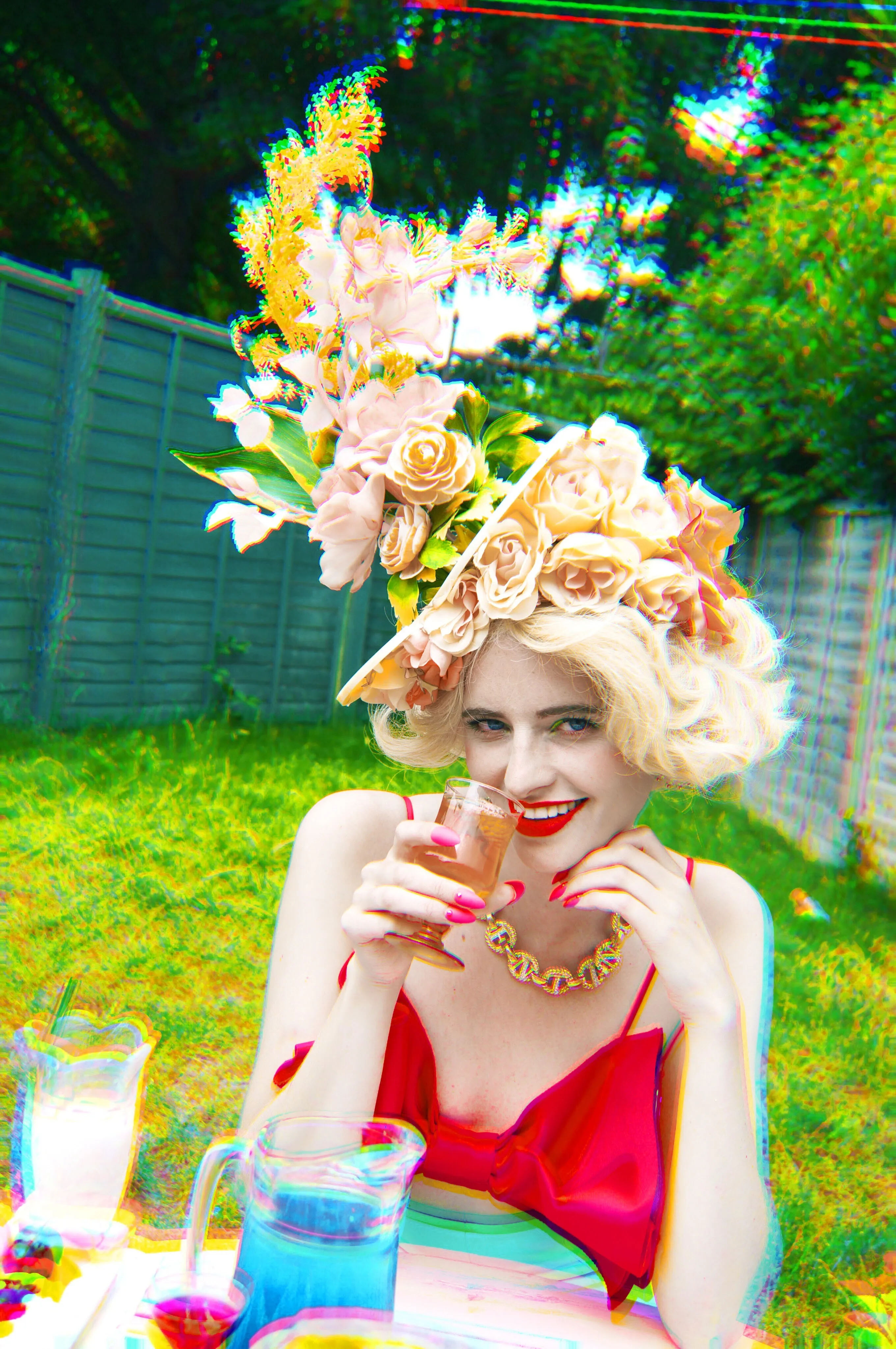 Vintage Peach flower Headpiece / Fascinator