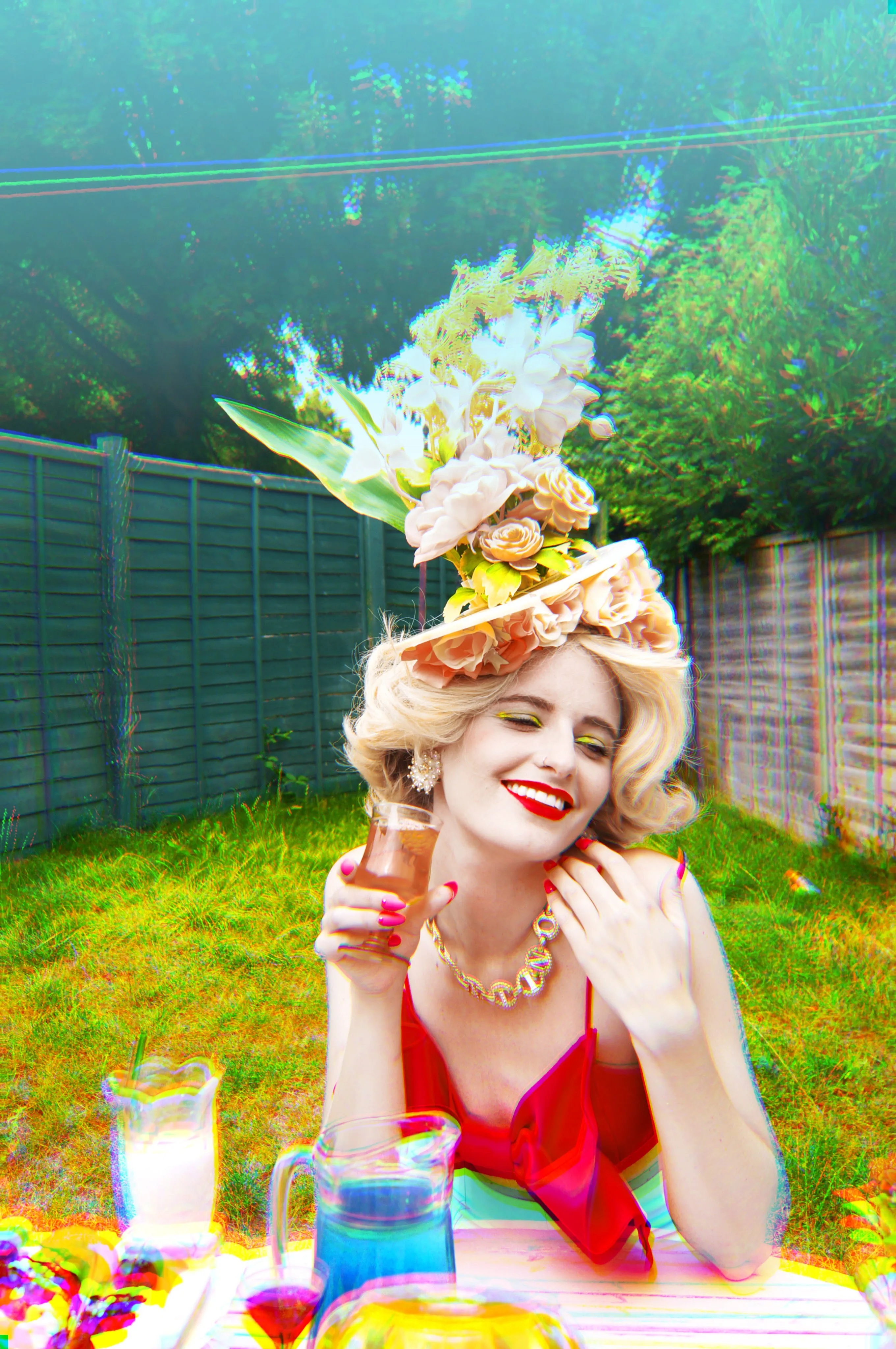 Vintage Peach flower Headpiece / Fascinator