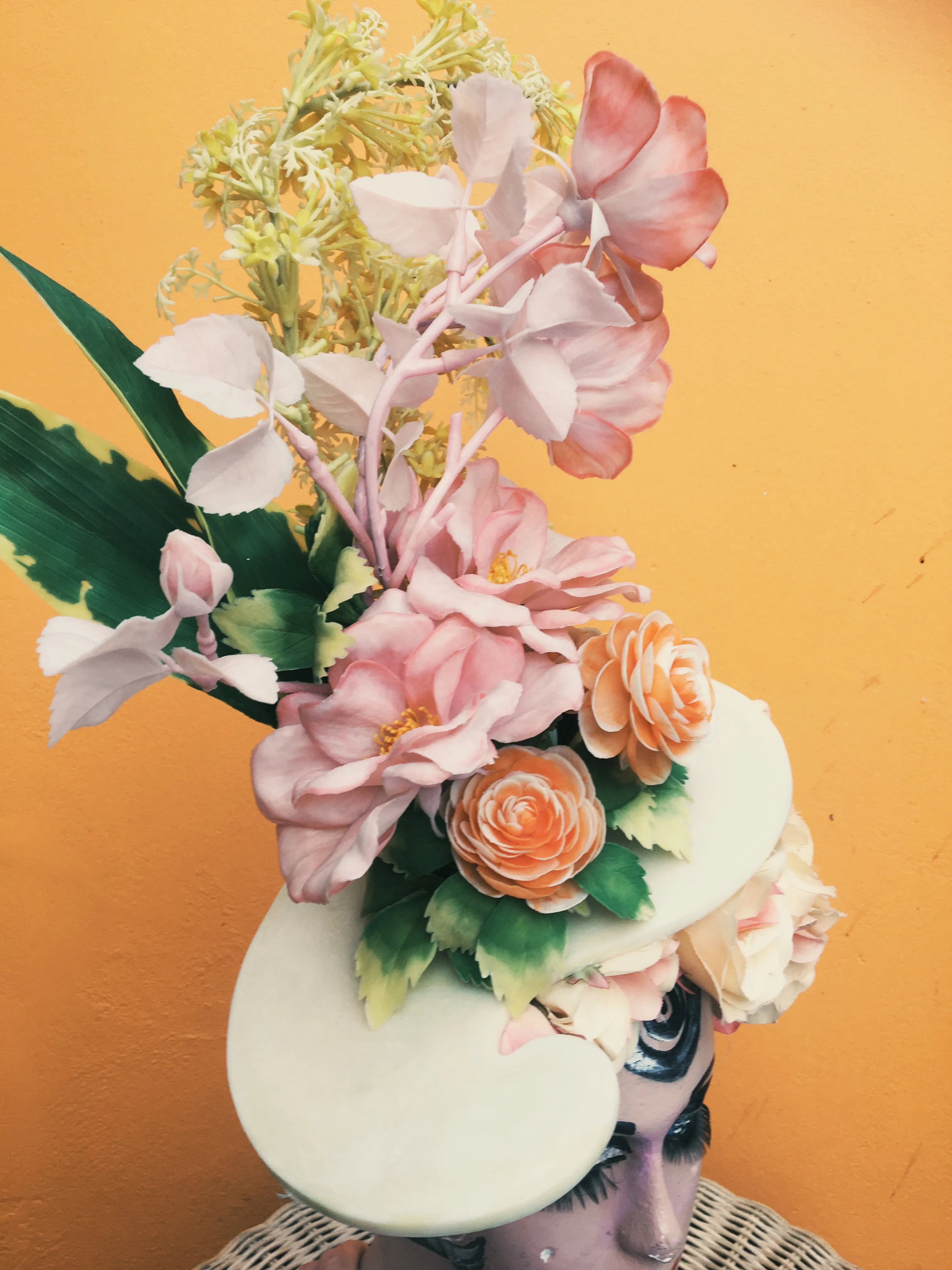 Vintage Peach flower Headpiece / Fascinator